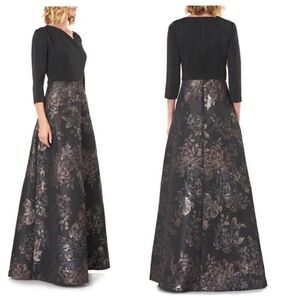 NEW KAY UNGER IZABELLA‎ Floral Jacquard FORMAL EVENING Gown MAXI DRESS Women 2